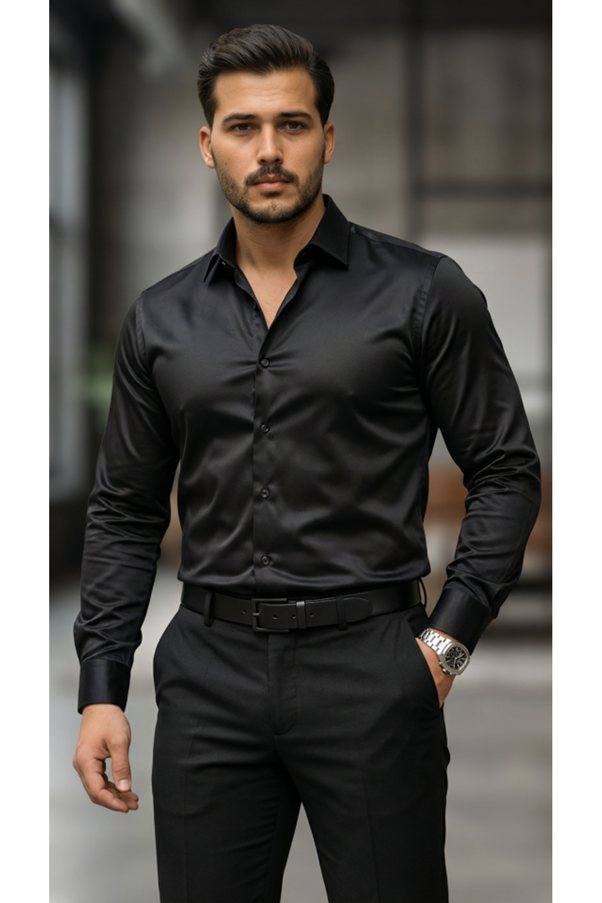 Erkek Saten Klasik Gömlek