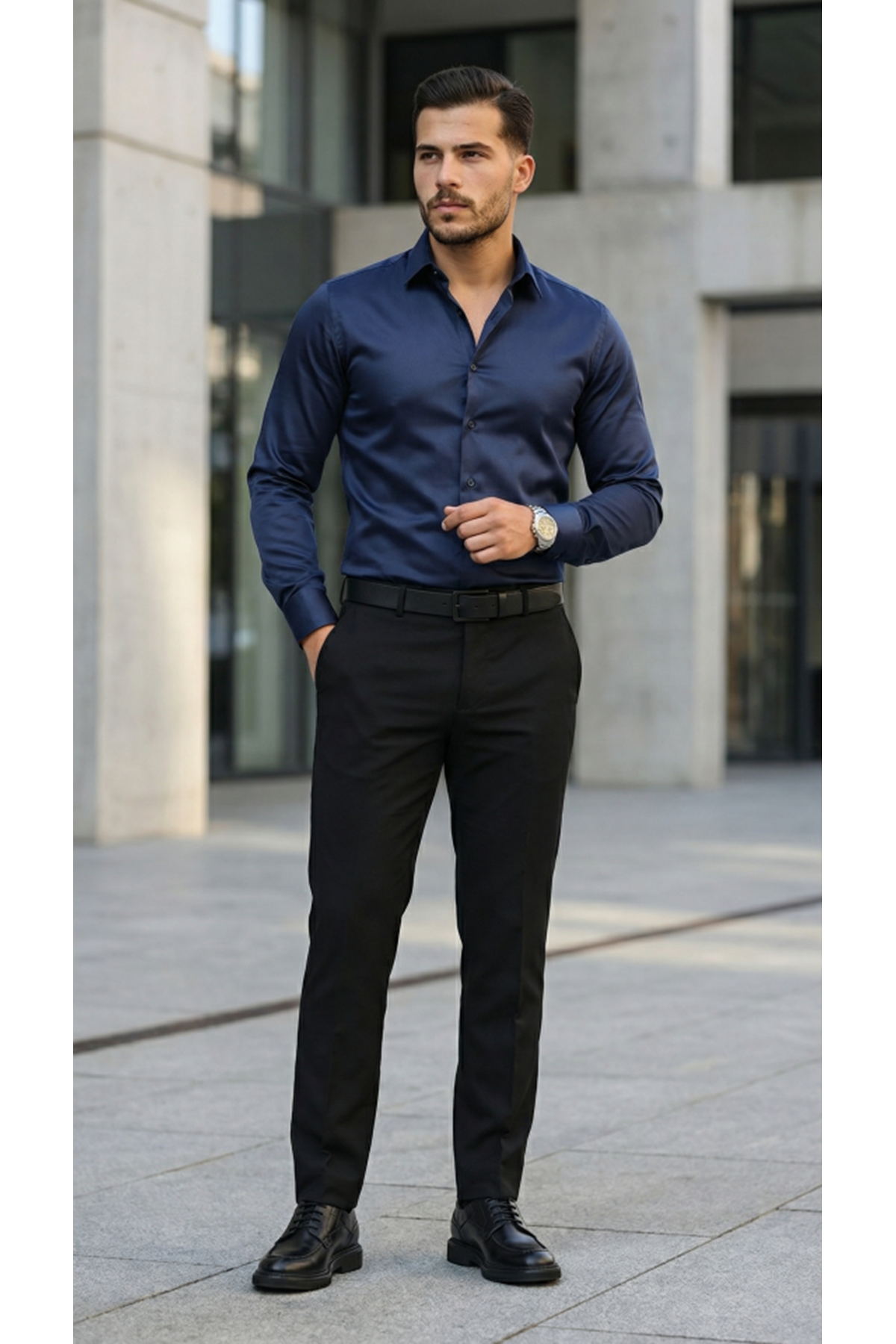 Erkek Saten Klasik Gömlek