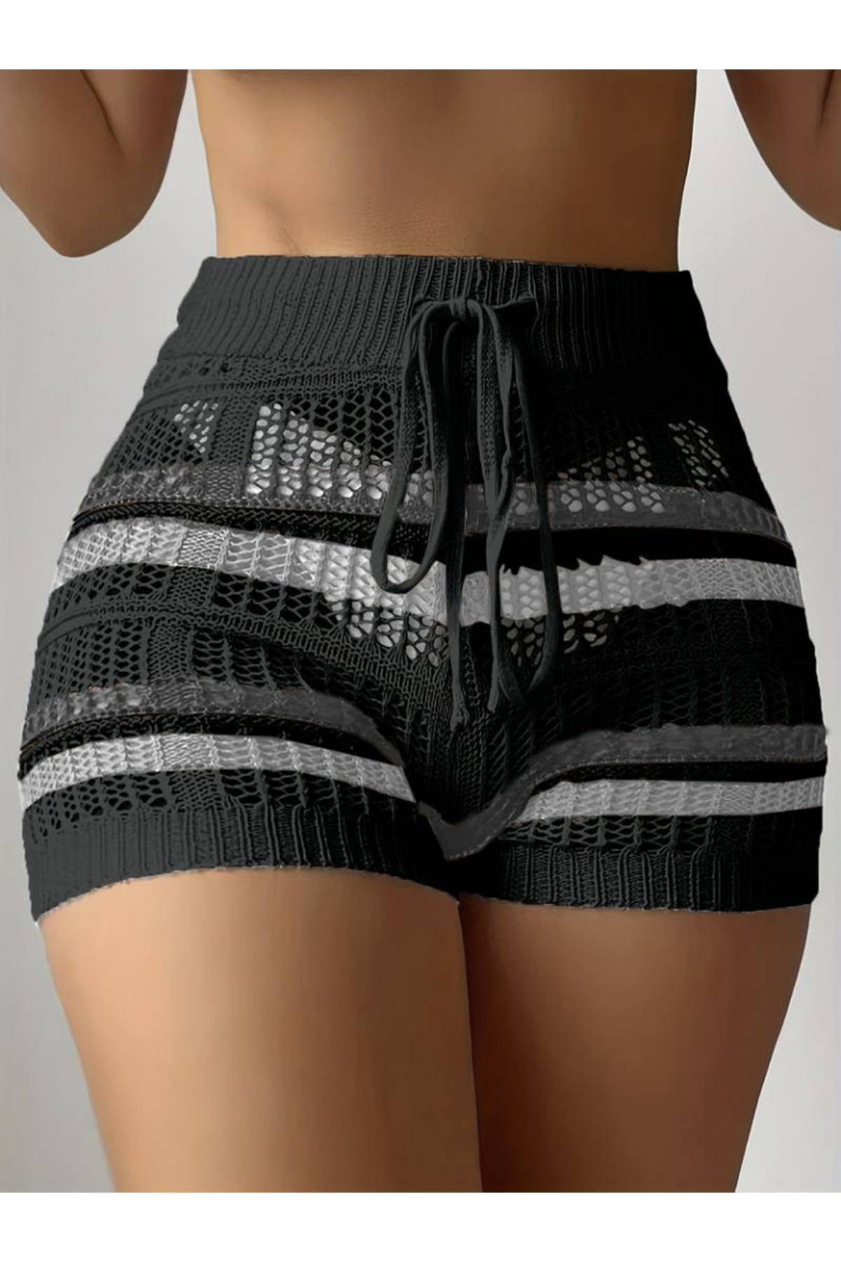 Kadın Belinden Bağlamalı Mini Triko Short