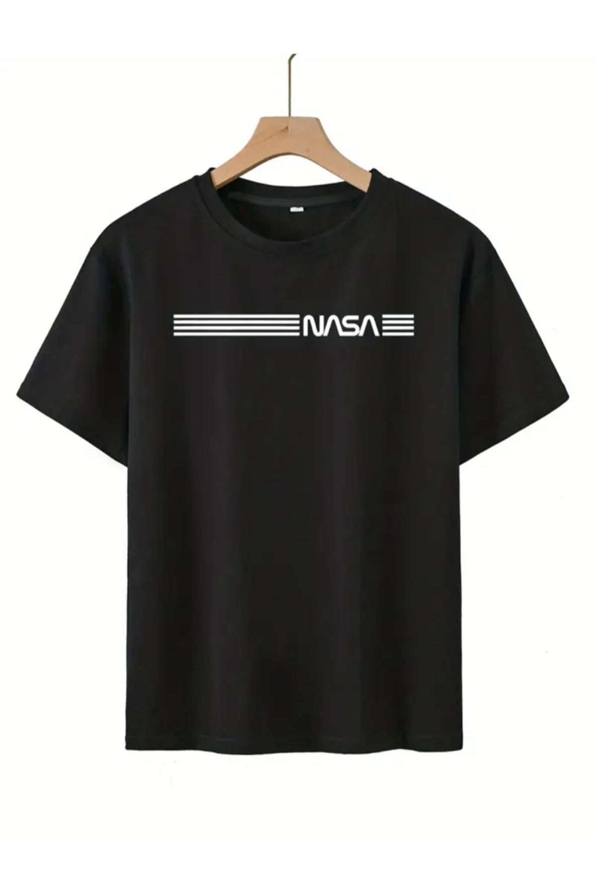 Erkek Kısa Kollu NASA Baskı Bisiklet Yaka T-shirt