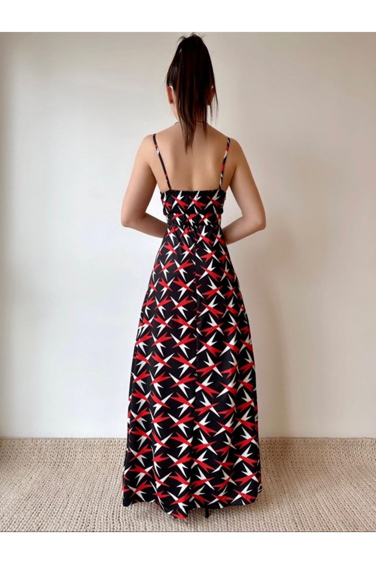 Kadın V Yaka Göğüs Ve Sırt Dekolteli Fırsat ürün Maxi Moy Elbise