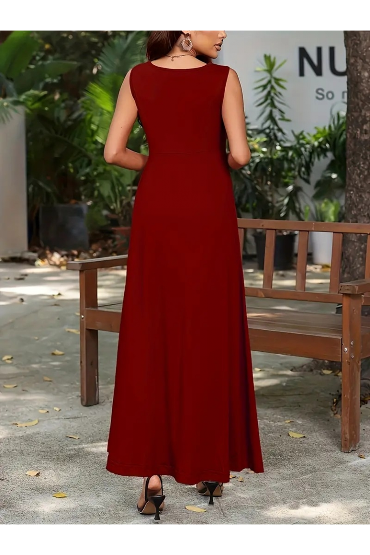 Kadın Sıfır Kol Kalın Askılı Viskon Tam Boy Elbise