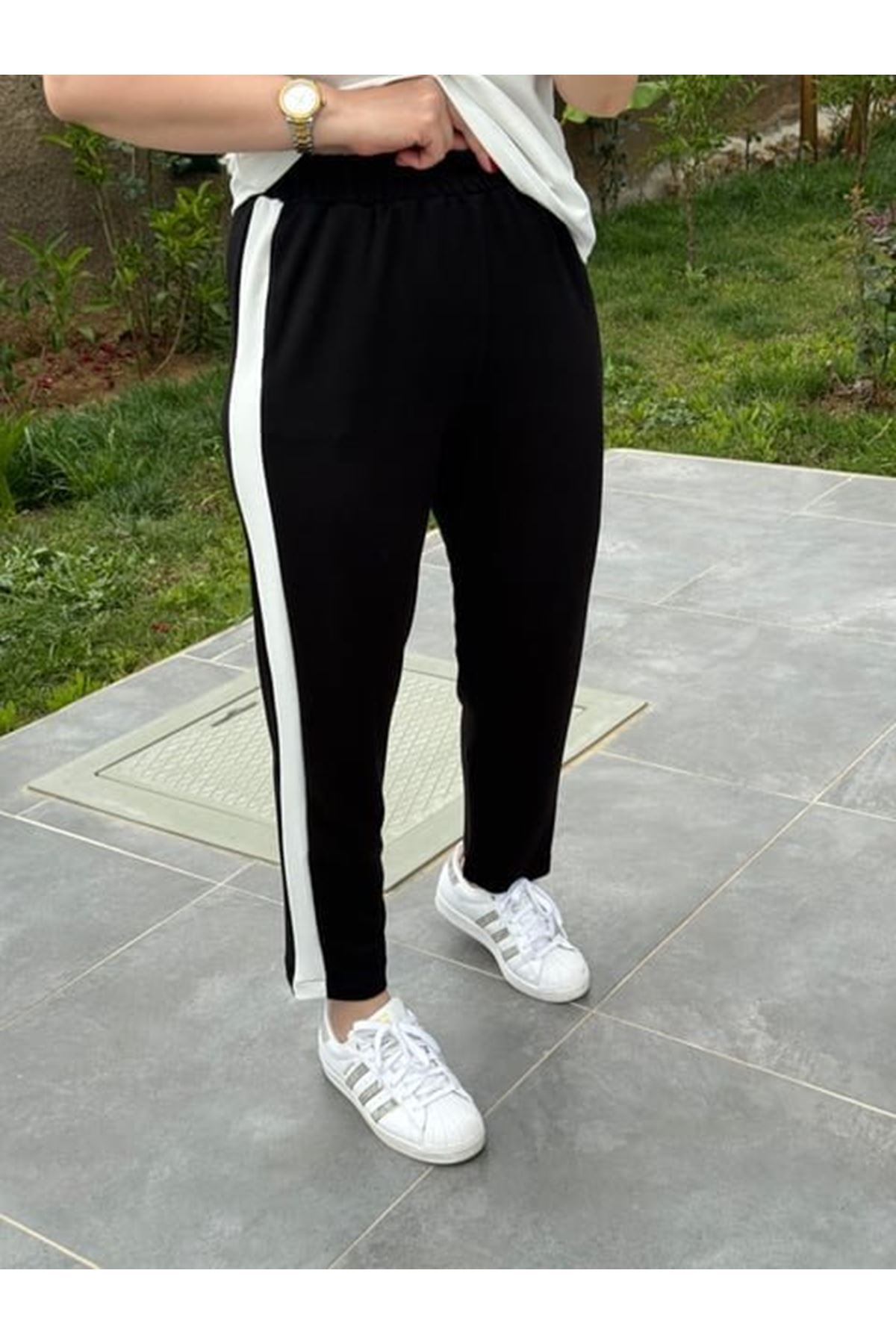 Kadın Modal Dokulu Kumaş Yanı şeritli Takım