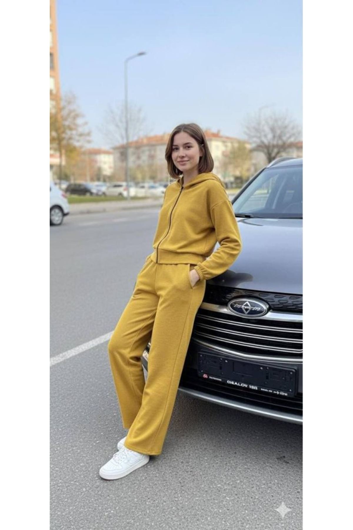 Kadın Uzun Kollu Kapüşonlu Hırka Ve Pantolon Ikili Takim