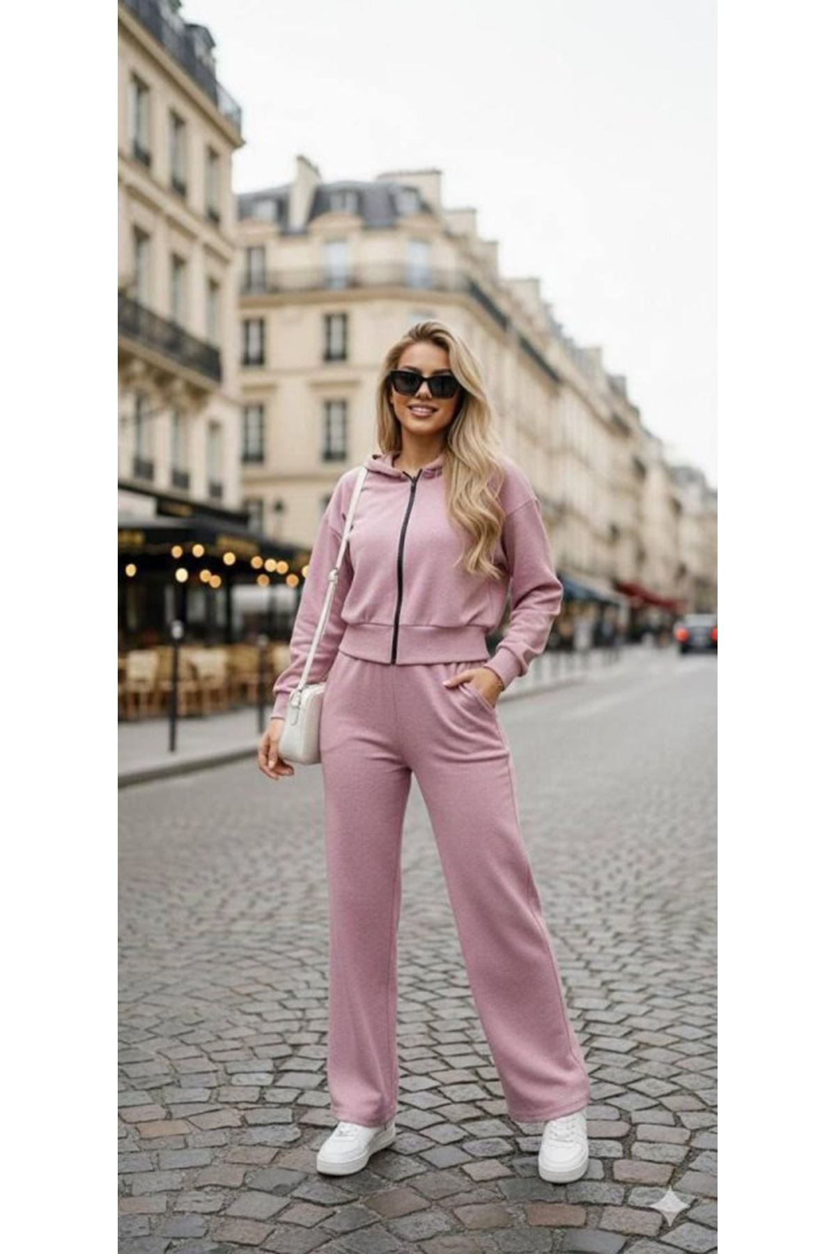 Kadın Uzun Kollu Kapüşonlu Hırka Ve Pantolon Ikili Takim