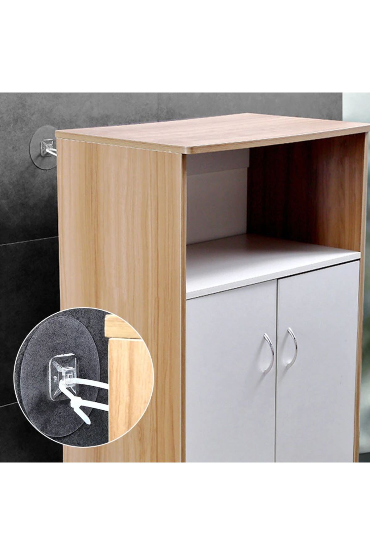 TBL Dekor® Yapışkanlı Eşya Sabitleyici Aparat Deprem Güvenliği Çocuk Koruma Sabitleme Aparatı 1 Çift