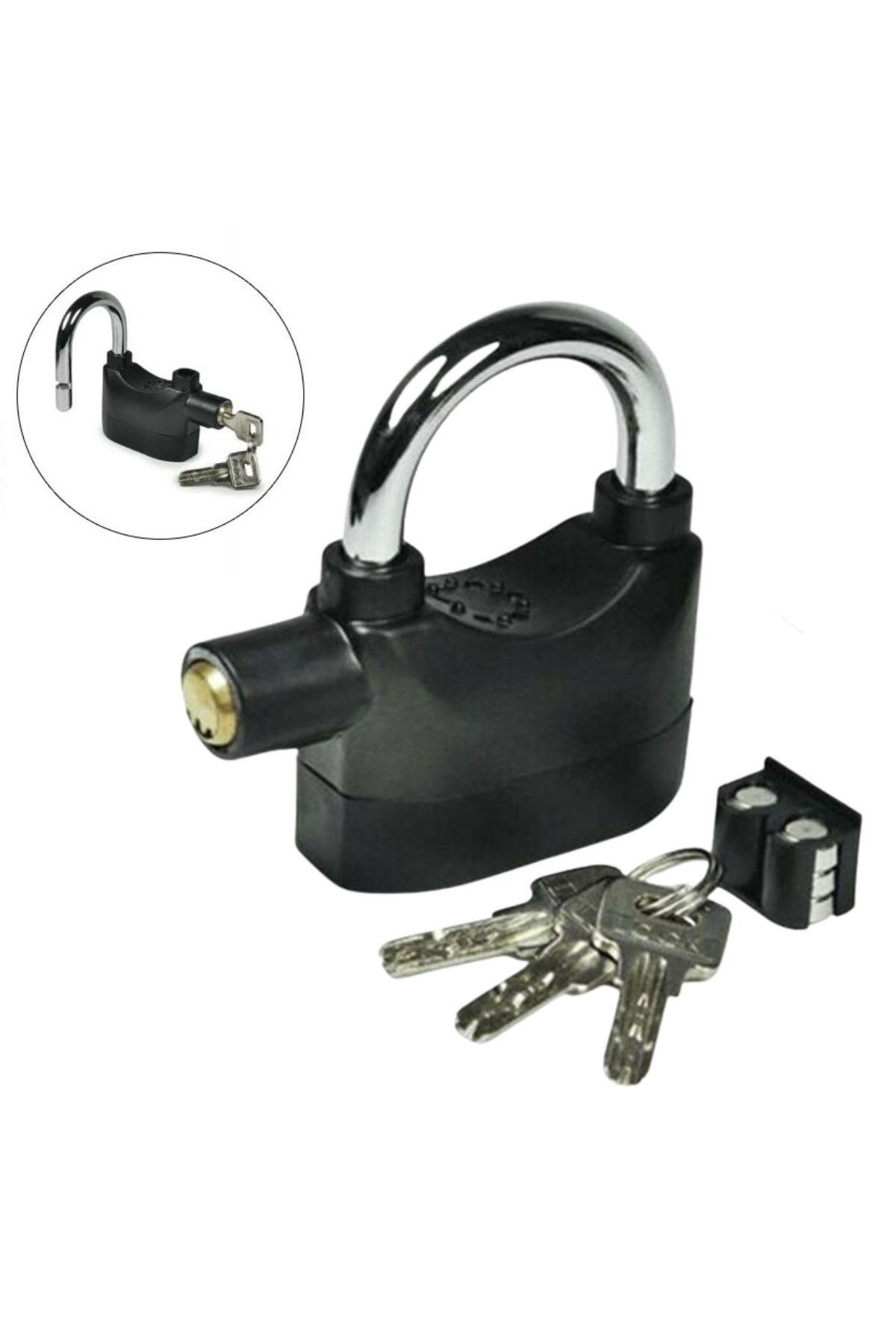 TBL Dekor® Desibel Siyah Alarmlı Çok Fonksiyonlu Ekstra Güvenlikli Kare Asma Dolap Kilidi