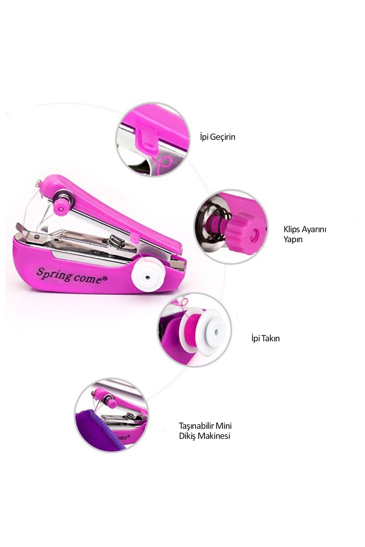TBL Dekor® Spring Come Mini Kolay Seyehat ve Ev Tipi El Dikiş Dikme Makinası
