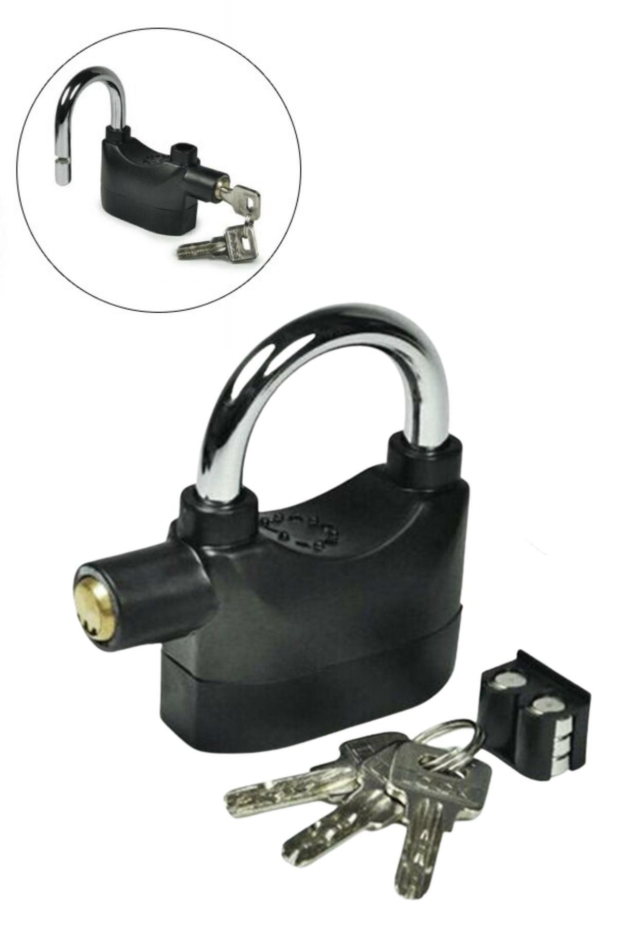 TBL Dekor® Desibel Siyah Alarmlı Çok Fonksiyonlu Ekstra Güvenlikli Kare Asma Dolap Kilidi