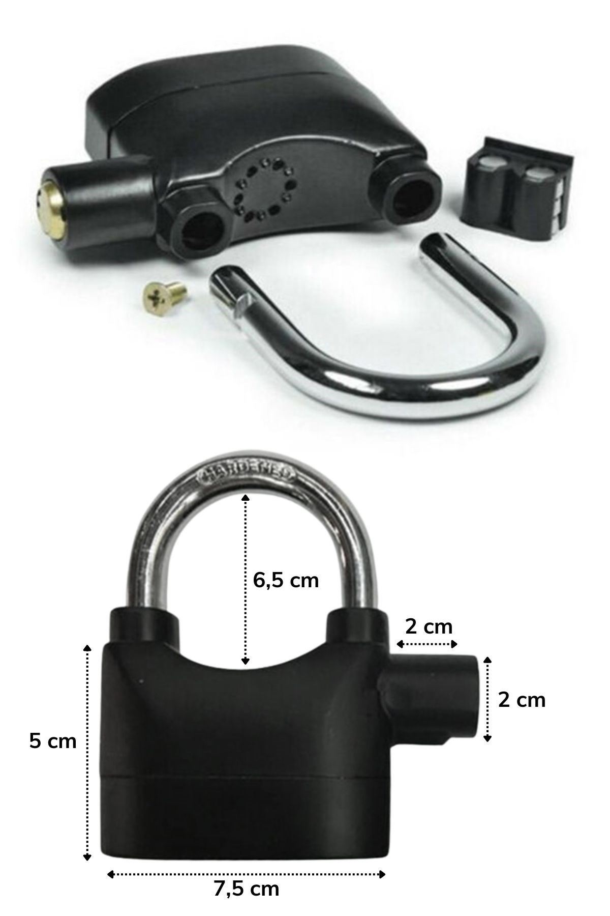 TBL Dekor® Desibel Siyah Alarmlı Çok Fonksiyonlu Ekstra Güvenlikli Kare Asma Dolap Kilidi