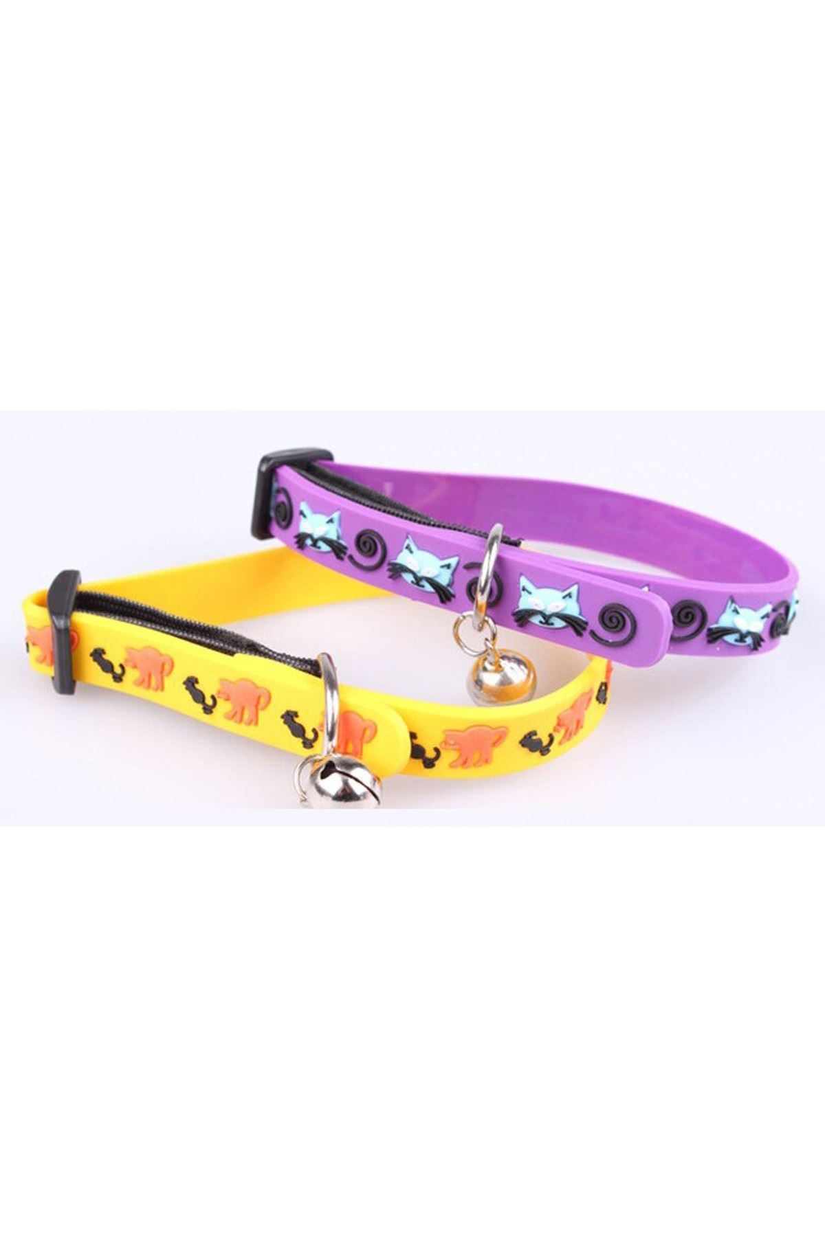 TBL Dekor® Çıngıraklı Zilli Sevimli Renkli Slikon Kedi Köpek Boyun Tasması