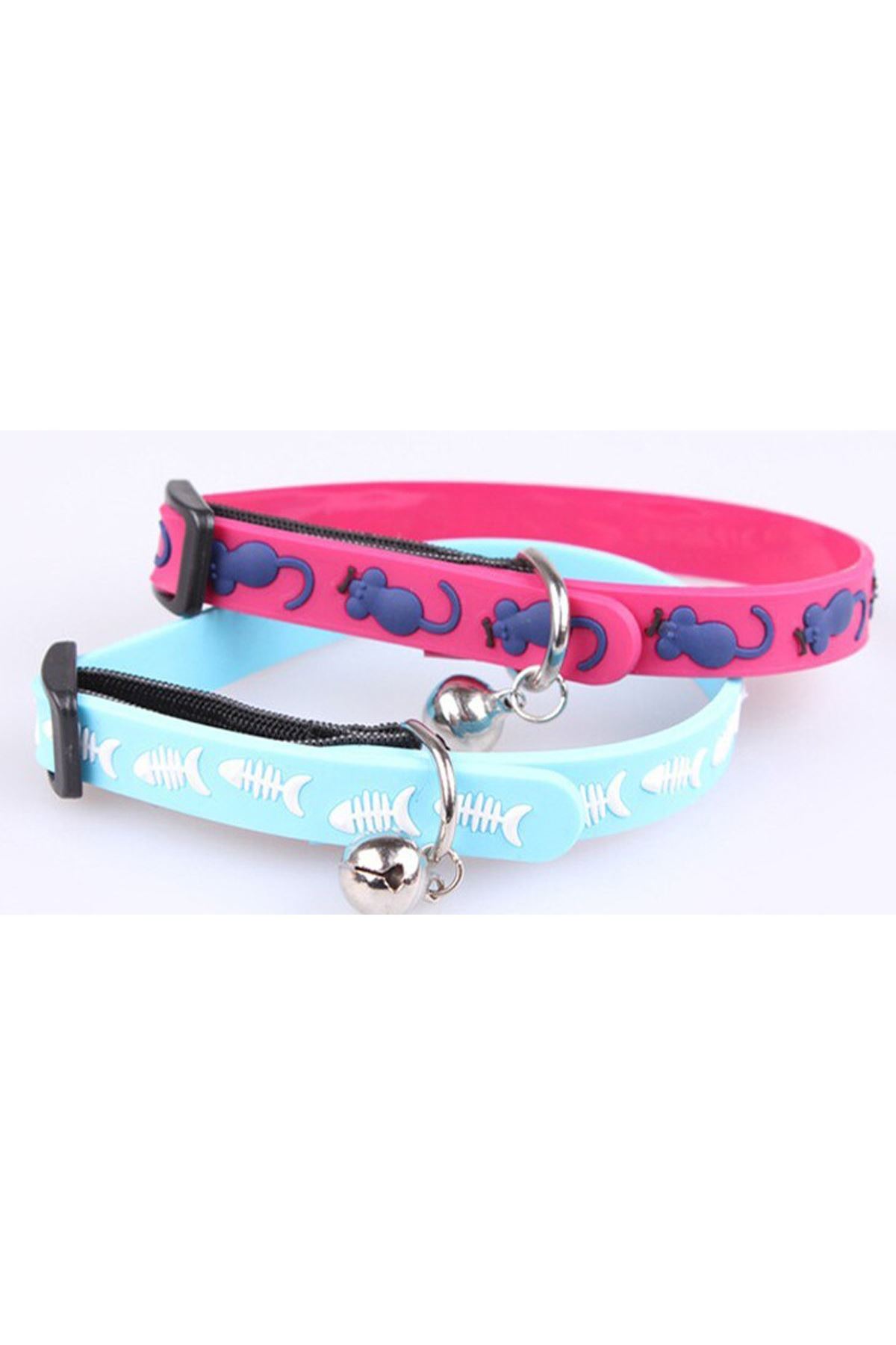 TBL Dekor® Çıngıraklı Zilli Sevimli Renkli Slikon Kedi Köpek Boyun Tasması