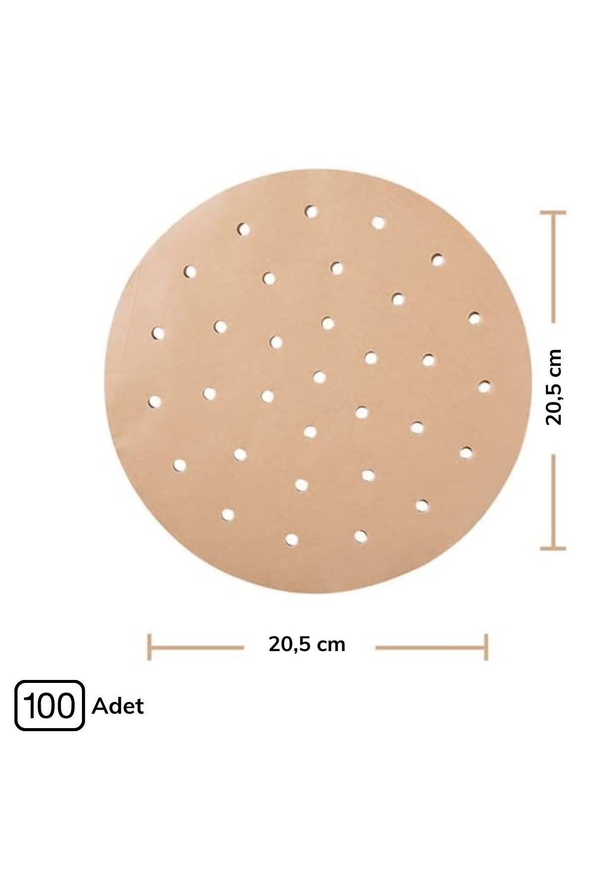 100 Adet  Air Fryer Pişirme Kağıdı Tek Kullanımlık Hava Fritözü Yuvarlak Delikli Model