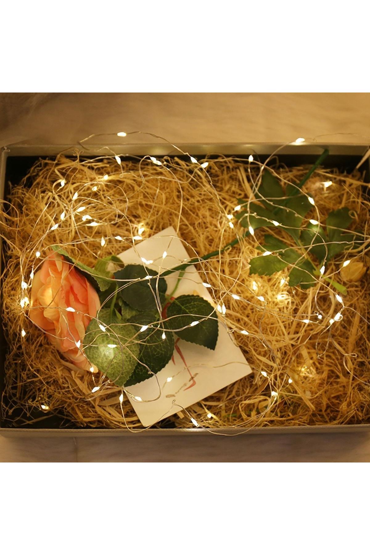 TBL Dekor® Peri Led Işık 5 Metre (Sarı) Pilli Aydınlatma Şerit Saçak Spot Süsleme