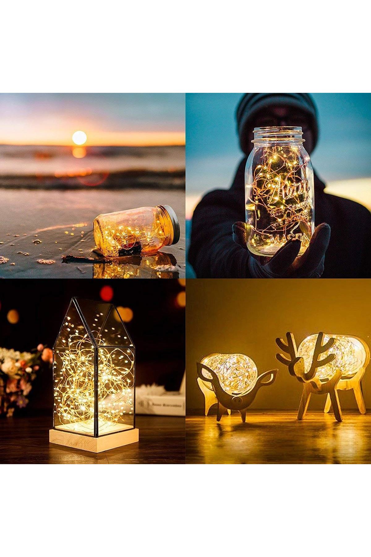 TBL Dekor® Peri Led Işık 5 Metre (Sarı) Pilli Aydınlatma Şerit Saçak Spot Süsleme