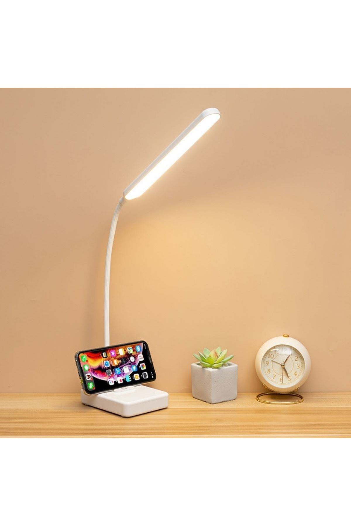 TBL Dekor® İnce Uzun USBli Dokunmatik 3 Kademeli 360 Derece Özel Göz Korumalı led Lityum Masa Lambası
