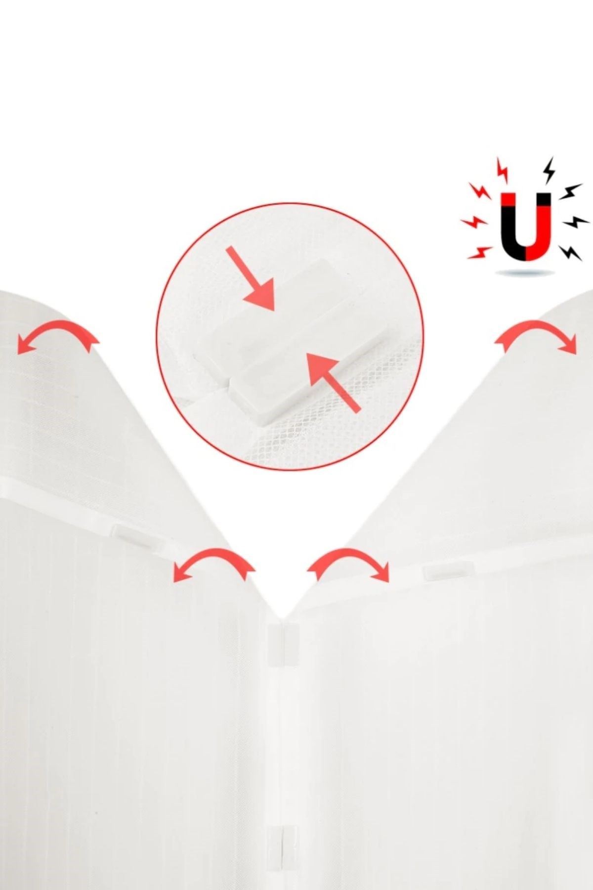 TBL Dekor® Pratik Manyetik Mıknatıslı Beyaz Kapı Pencere Sinekliği Tülü 90 x 210 cm