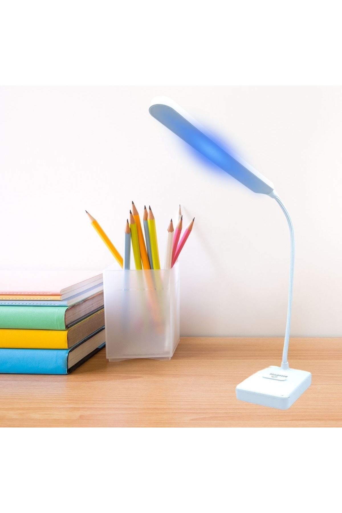 TBL Dekor® İnce Uzun USBli Dokunmatik 3 Kademeli 360 Derece Özel Göz Korumalı led Lityum Masa Lambası