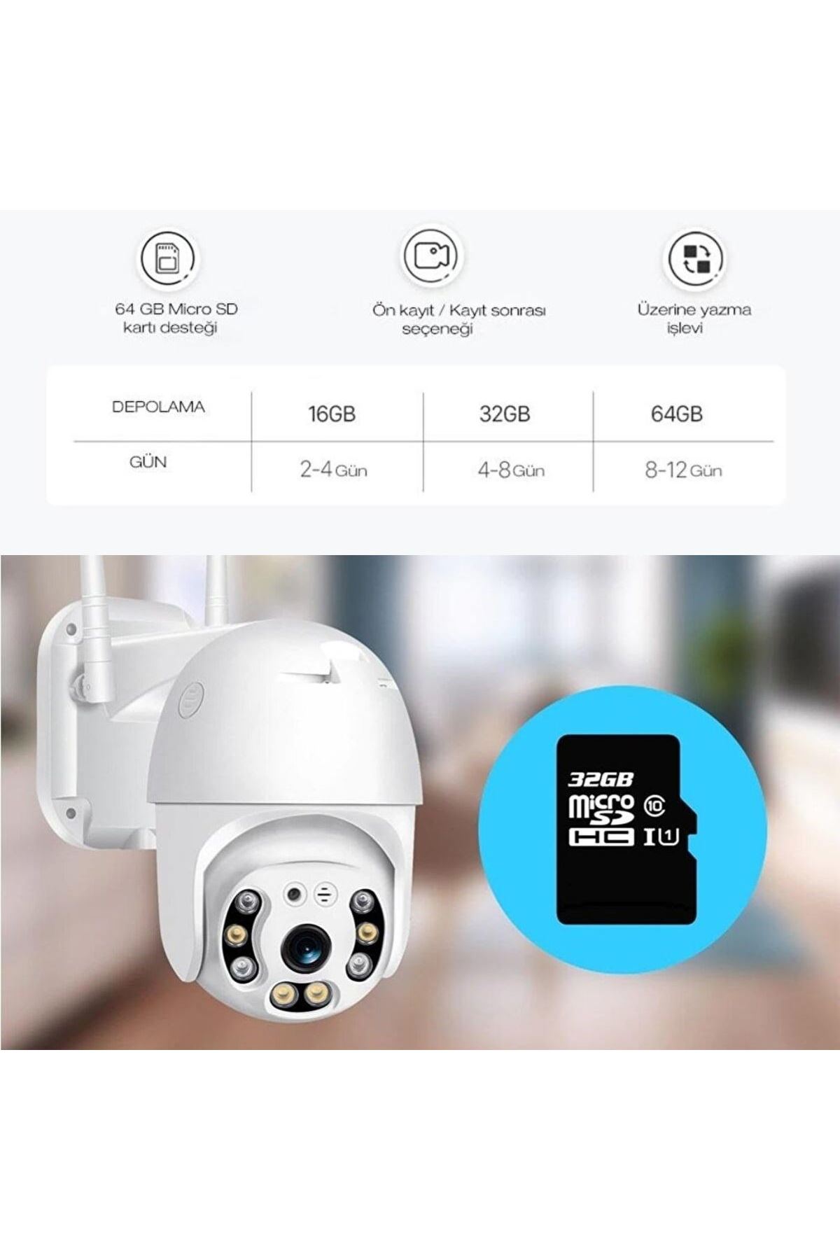 TBL Dekor® 20 MP HD Lens İç Dış Mekan Suya Danıklı IP Wifi Network Güvenlik Kamerası Wifi Kamera