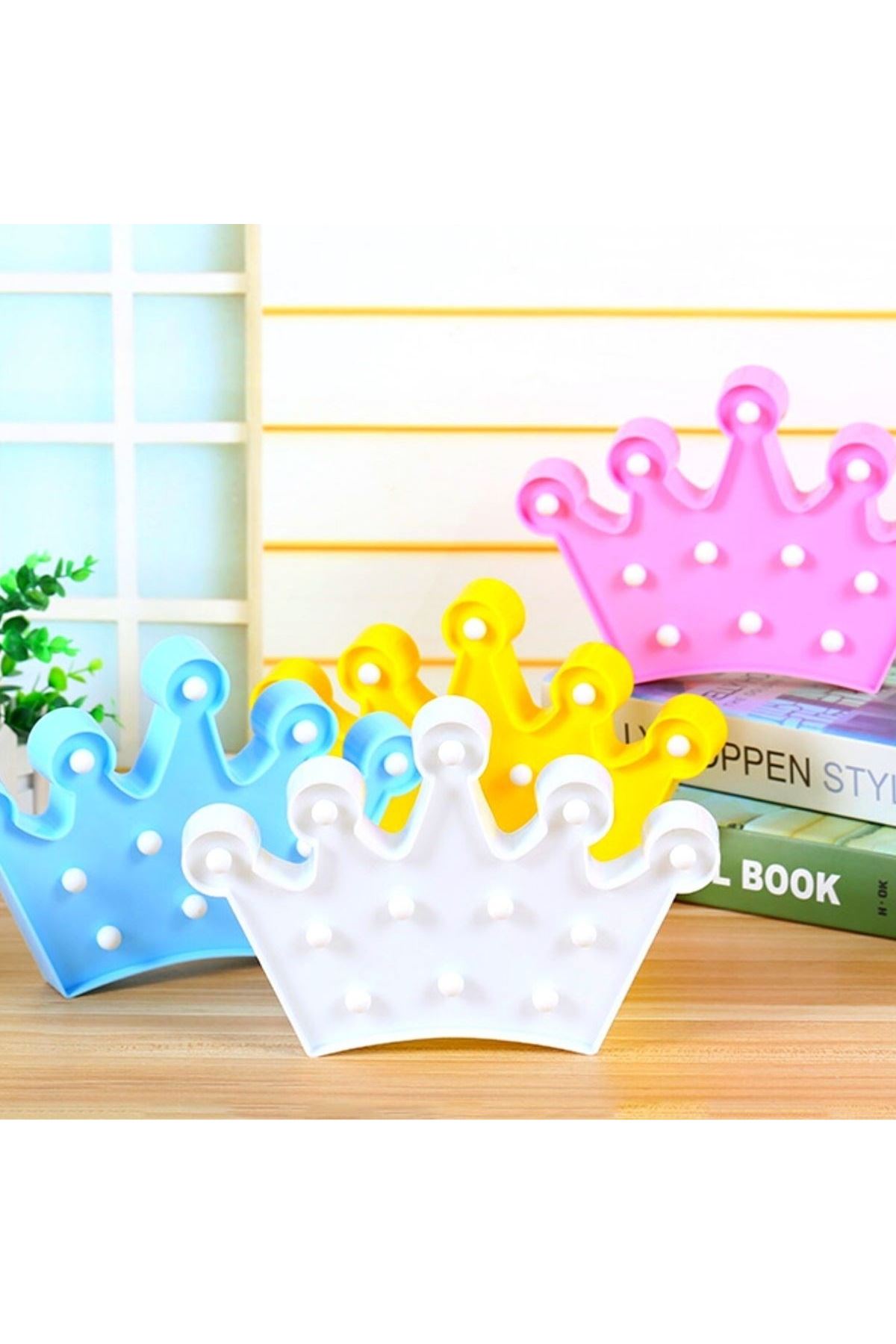 TBL Dekor® 3D Dekoratif Pilli Kraliçe Tacı Model Led Masa ve Gece Lambası