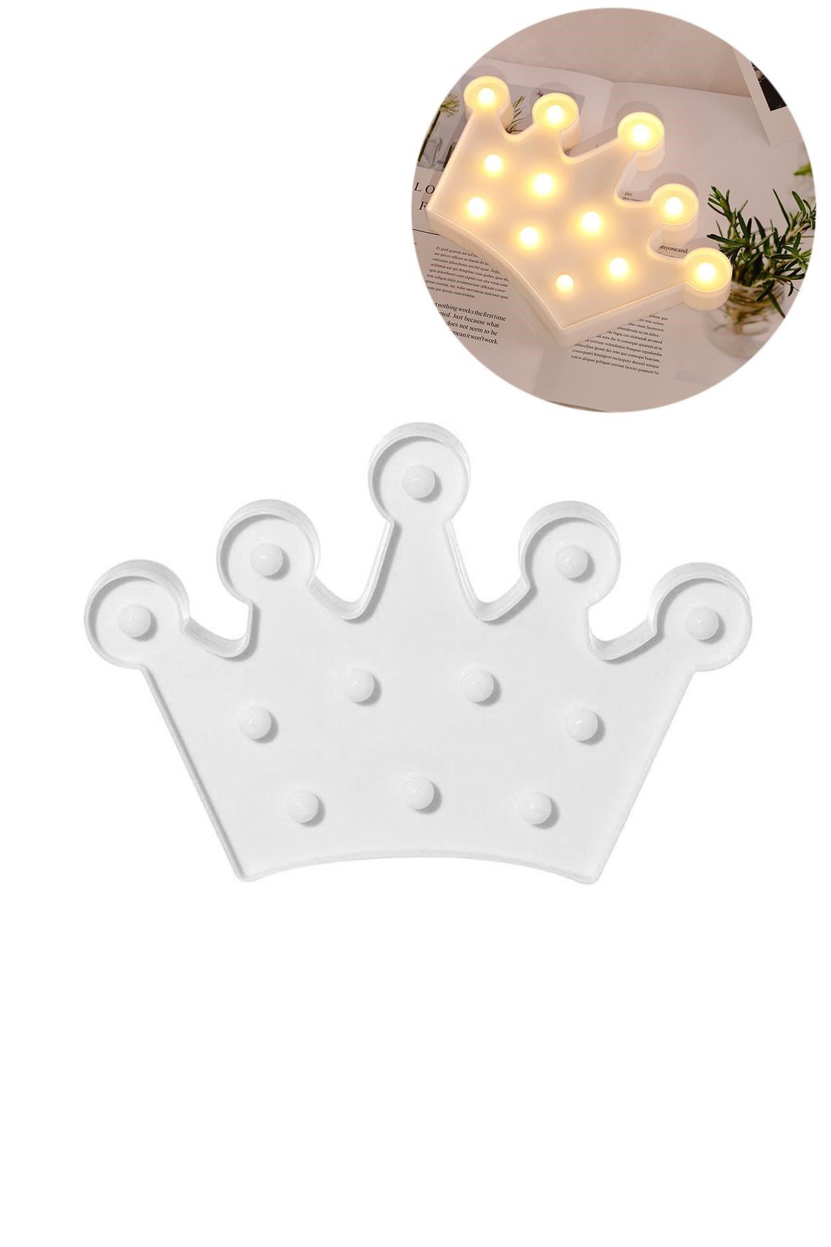 TBL Dekor® 3D Dekoratif Pilli Kraliçe Tacı Model Led Masa ve Gece Lambası