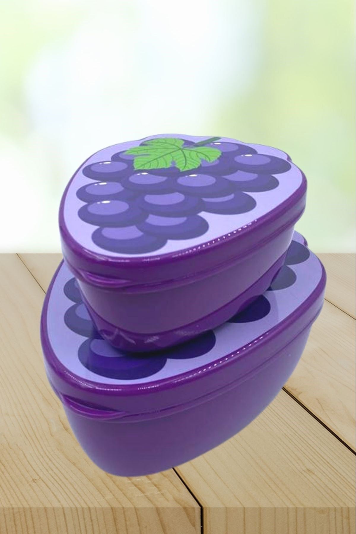 TBL Dekor® 2'li İç İçe Geçebilen Üzüm Model Saklama ve Beslenme Kabı Seti (550 ml + 250 ml)