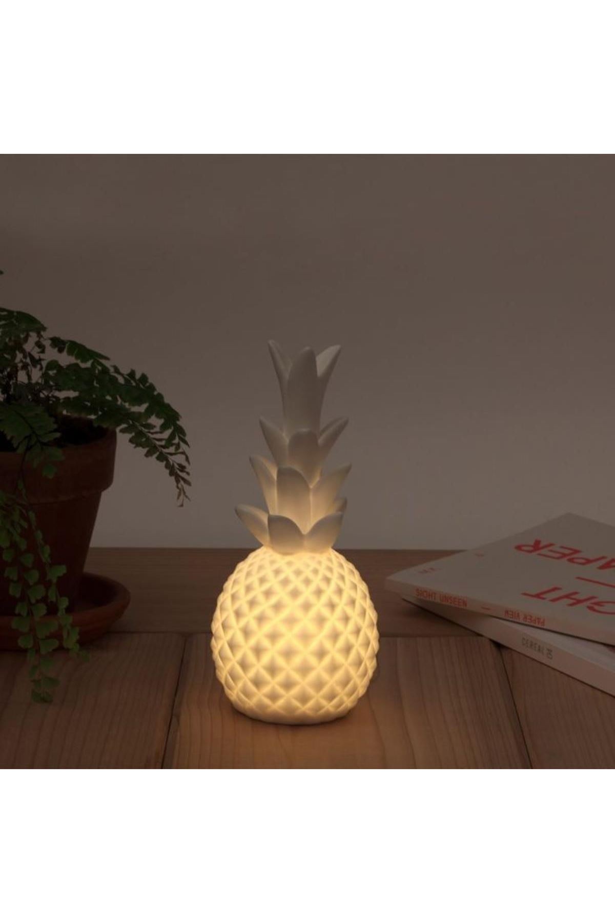 TBL Dekor® Ananas Şeklinde Desenli Büyük Boy Pilli Masa ve Gece Lambası