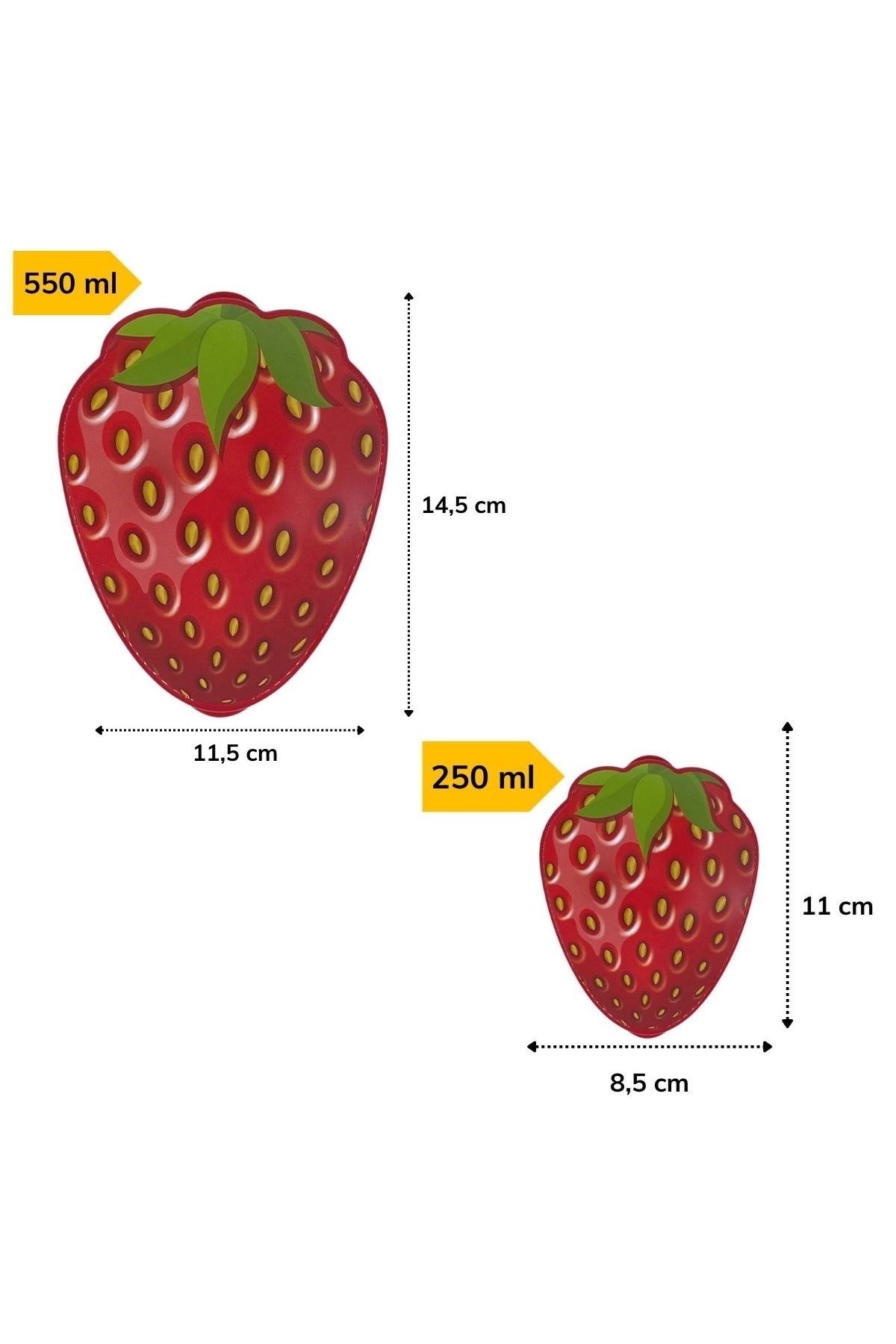TBL Dekor® 2'li İç İçe Geçebilen Çilek Model Saklama ve Beslenme Kabı Seti (550 ml + 250 ml)