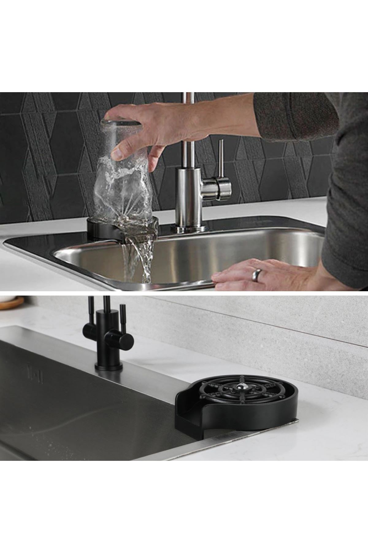 TBL Dekor® Yüksek Basınçlı Otomatik Bardak Yıkama Aparatı Mutfak Lavaboları İçin Hızlı Kupa Durulayıcı