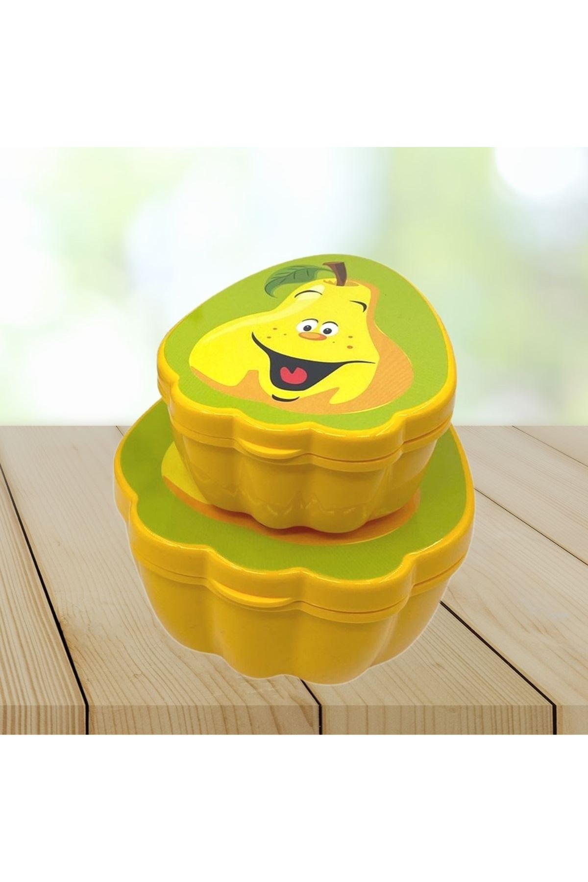 TBL Dekor® 2'li İç İçe Geçebilen Armut Model Saklama ve Beslenme Kabı Seti (550 ml + 250 ml)