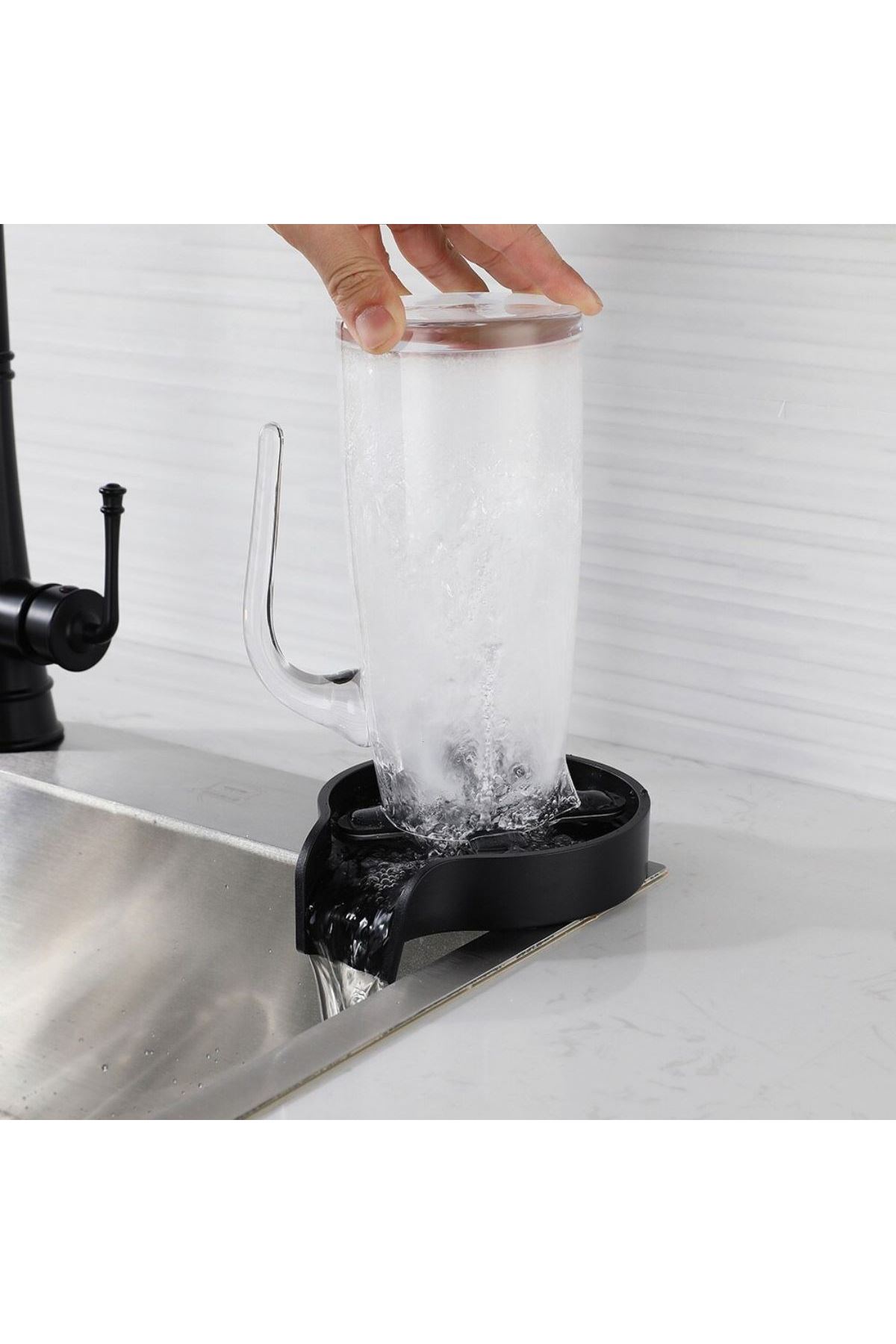 TBL Dekor® Yüksek Basınçlı Otomatik Bardak Yıkama Aparatı Mutfak Lavaboları İçin Hızlı Kupa Durulayıcı