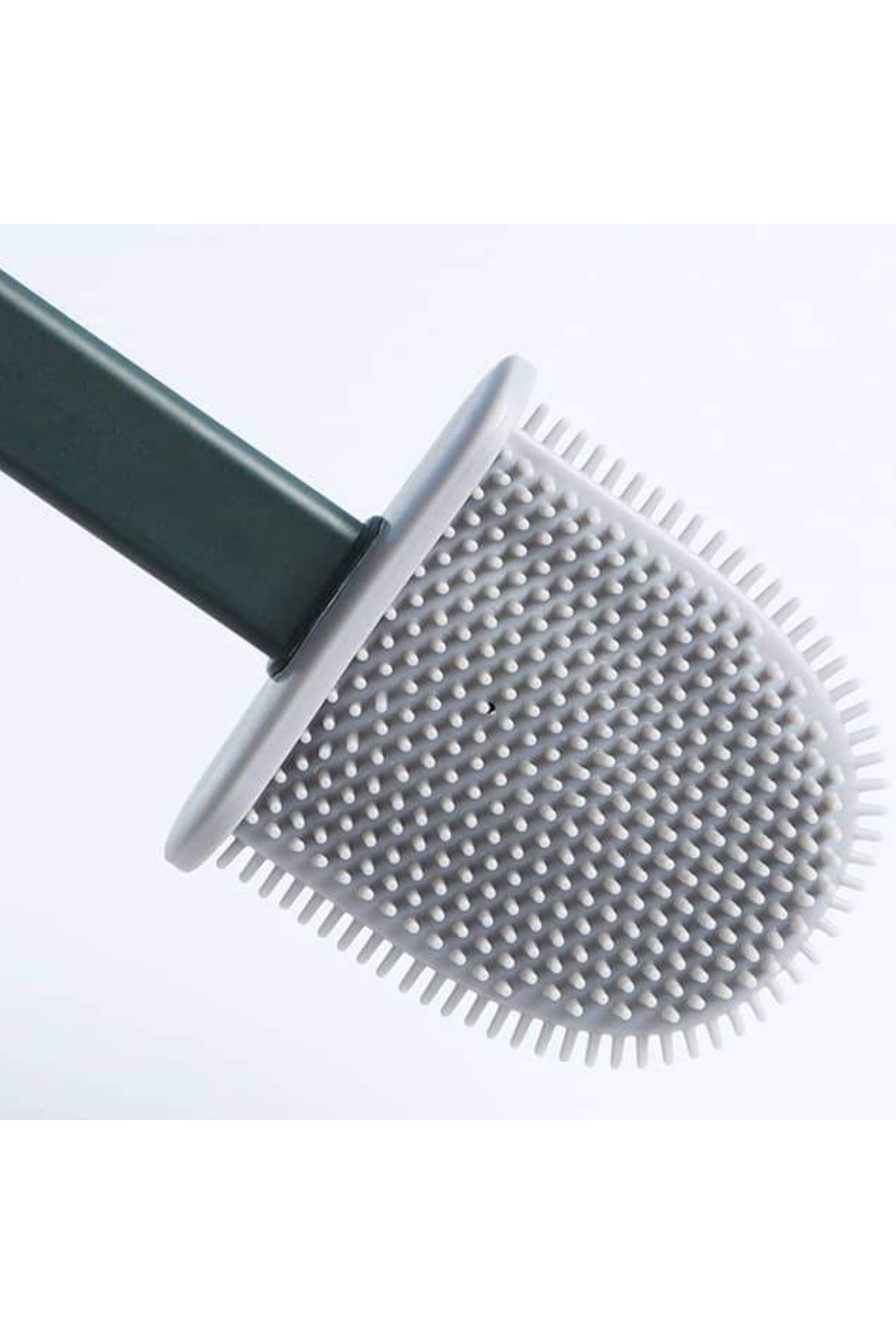 TBL Dekor® Duvara Monte Edilebilir Kapaklı Askılı Klozet Yumuşak Silikon Başlıklı Tuvalet Fırçası Seti