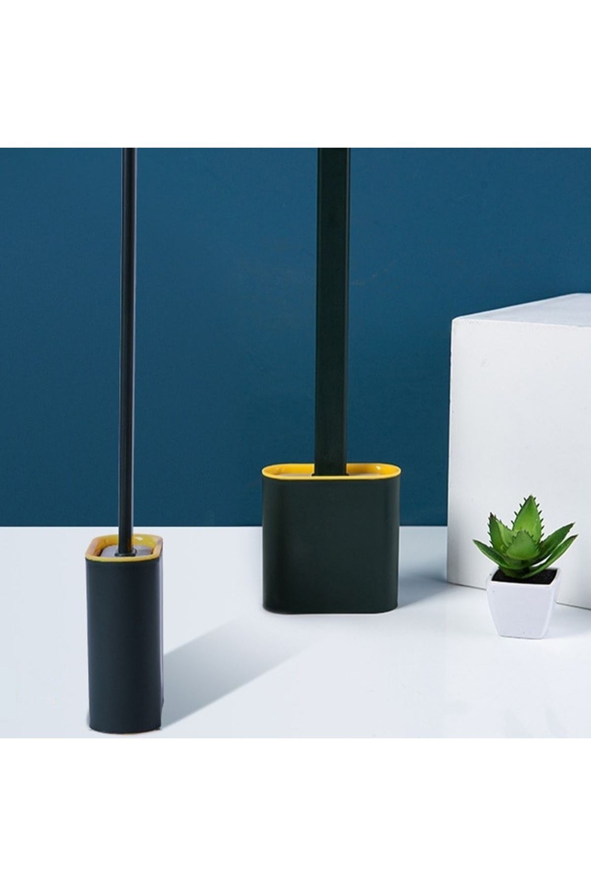 TBL Dekor® Duvara Monte Edilebilir Kapaklı Askılı Klozet Yumuşak Silikon Başlıklı Tuvalet Fırçası Seti