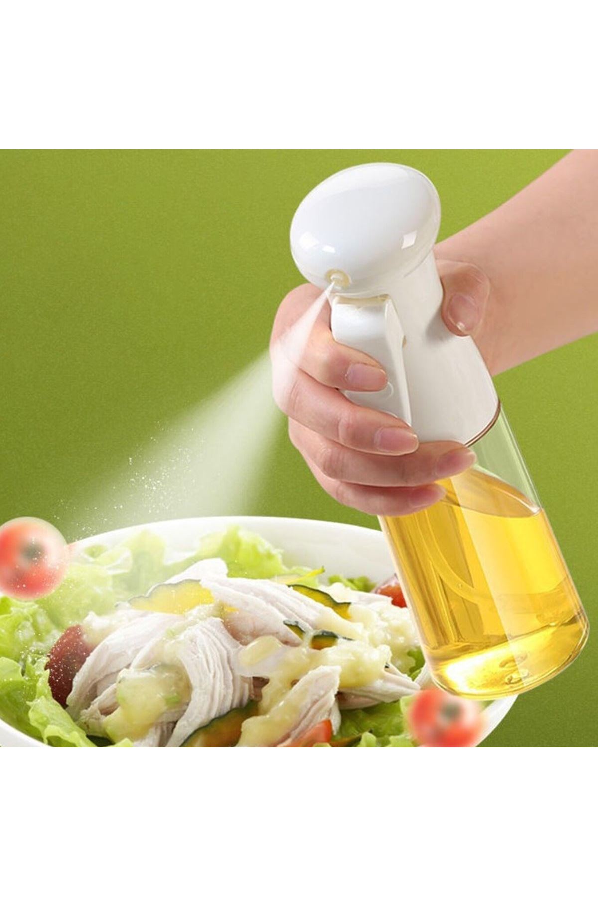 TBL Dekor®  Çok Amaçlı Cam Şişe Püskürtmeli Dağıtıcı Yağdanlık Limonluk Sirke Sosluk Spreyi Beyaz