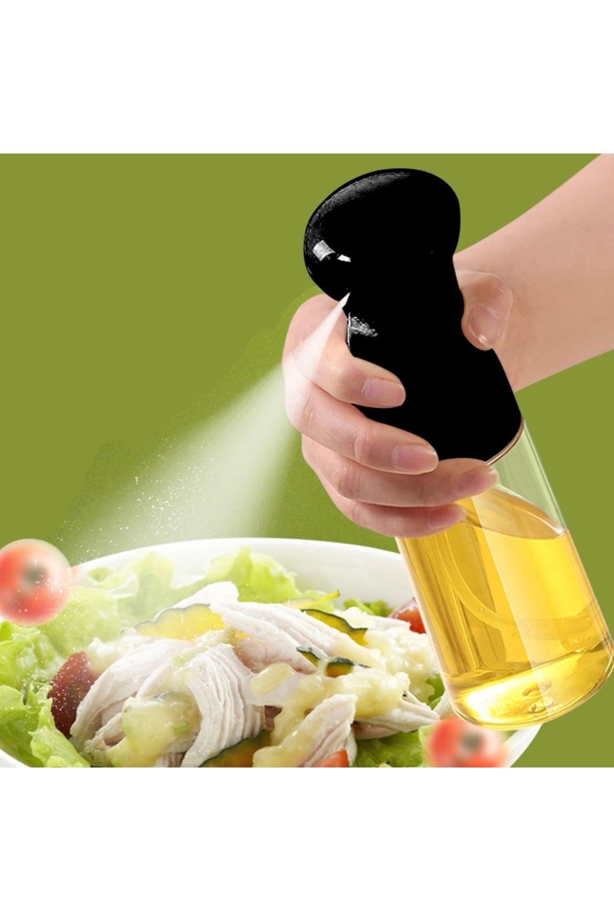 TBL Dekor®  Çok Amaçlı Cam Şişe Püskürtmeli Dağıtıcı Yağdanlık Limonluk Sirke Sosluk Spreyi Siyah