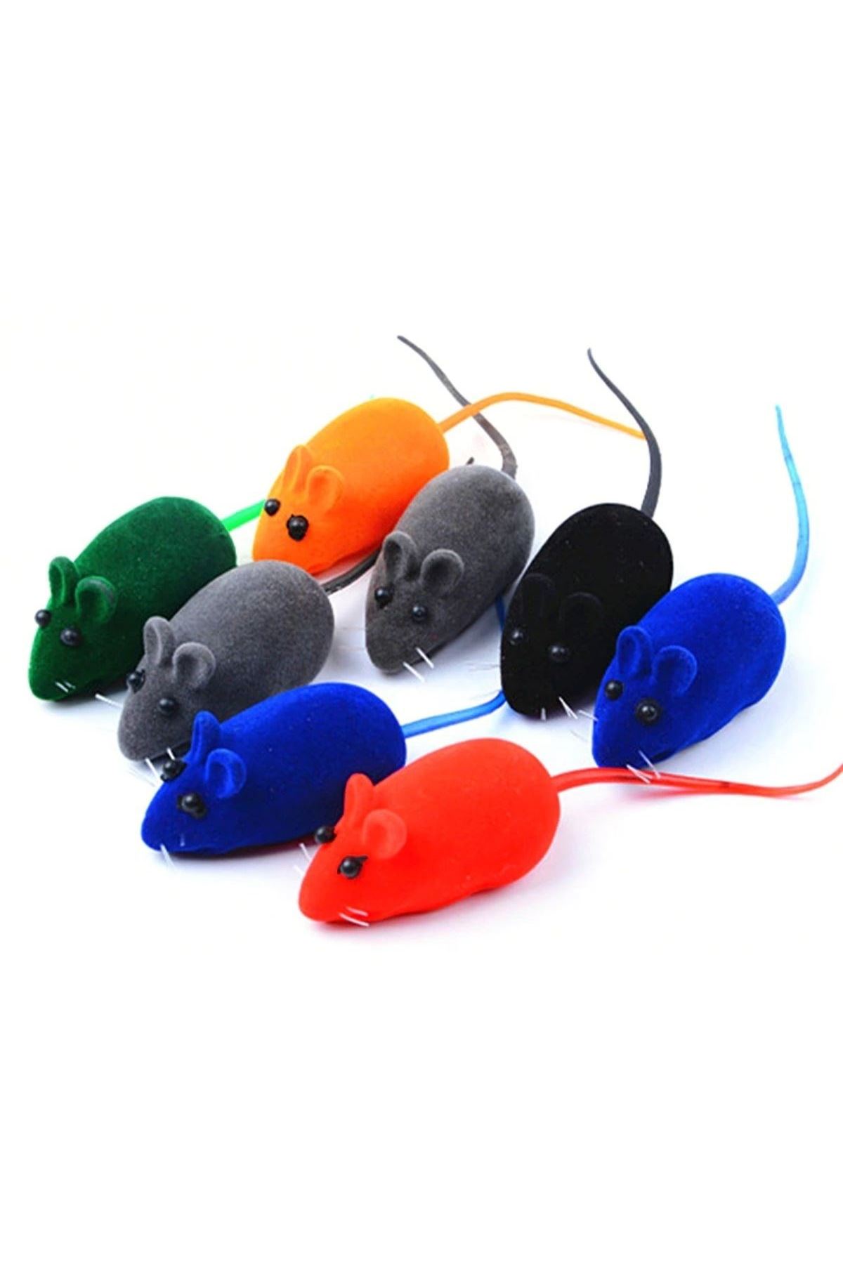 TBL Dekor® 2li Evcil Hayvan Eğitim Sevimli Elastik Kedi Fare Yakalama İnteraktif Sesli Eğitim Oyuncağı