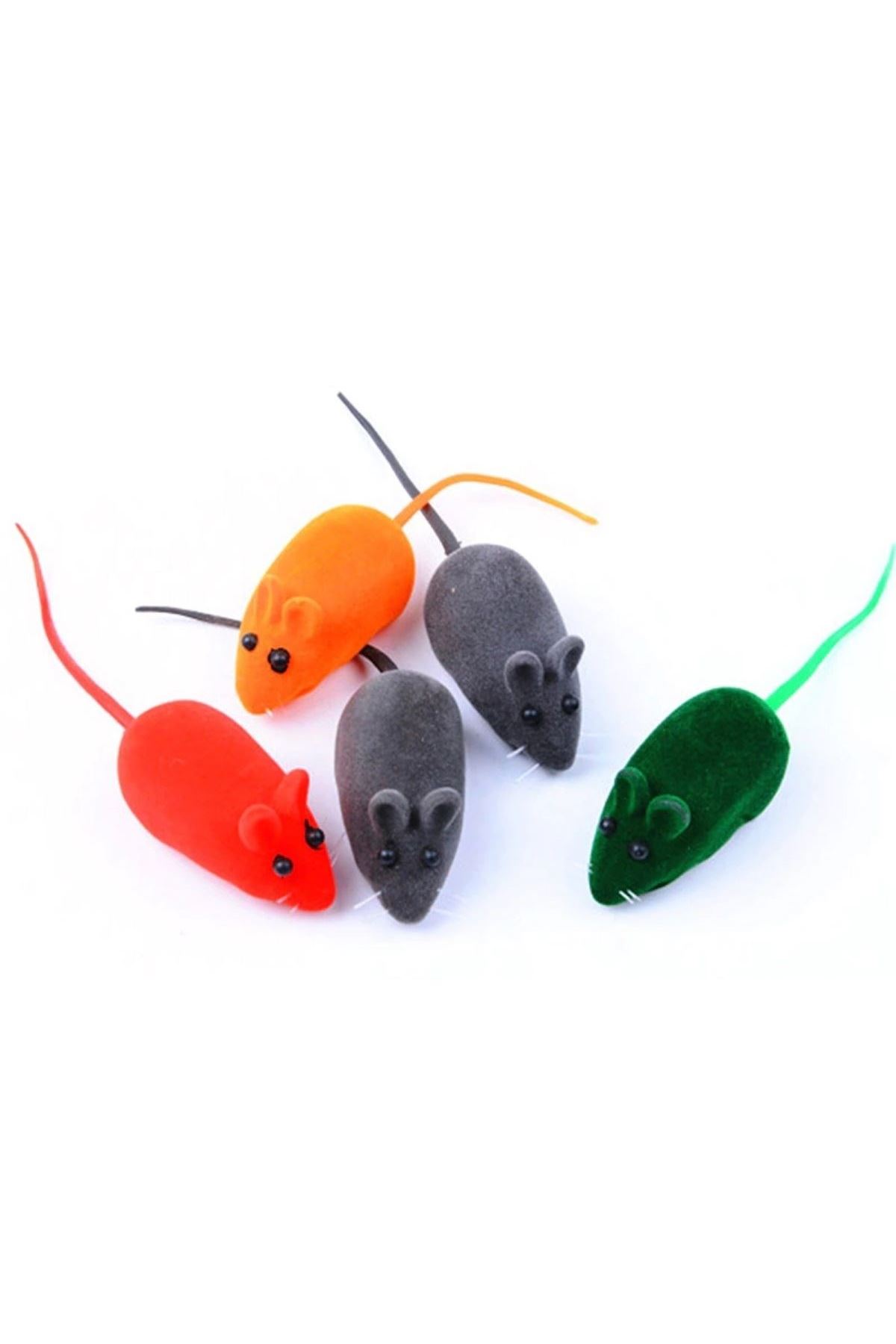 TBL Dekor® 2li Evcil Hayvan Eğitim Sevimli Elastik Kedi Fare Yakalama İnteraktif Sesli Eğitim Oyuncağı