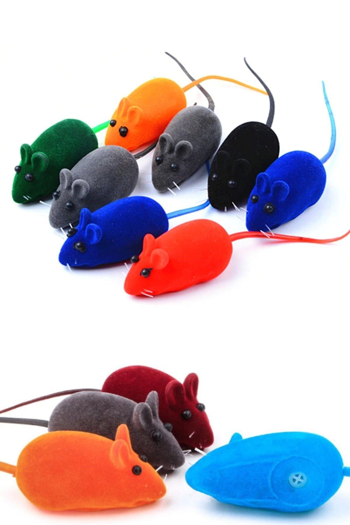 TBL Dekor® 2li Evcil Hayvan Eğitim Sevimli Elastik Kedi Fare Yakalama İnteraktif Sesli Eğitim Oyuncağı