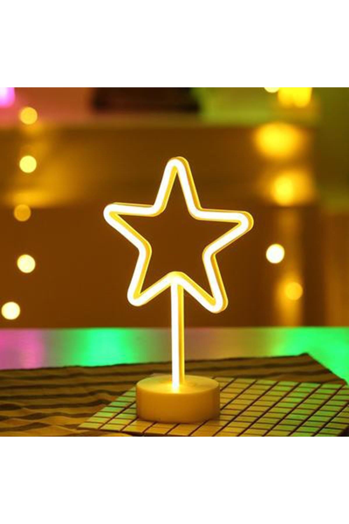 TBL Dekor® Yıldız Tasarımlı Neon Led Masa Ve Gece Lambası Dekoratif Işık