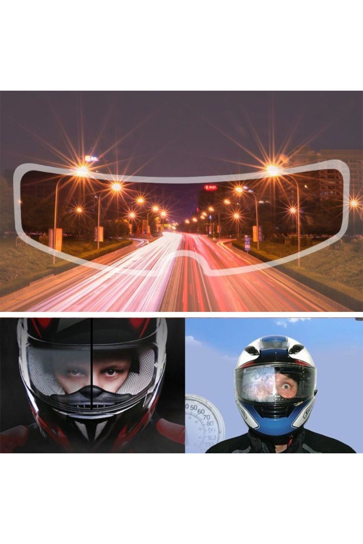 TBL Dekor® Buğu Önleyici Motosiklet Kaskı Vizörü Su Geçirmez Dayanıklı Çizik Koruma Lens Filmi