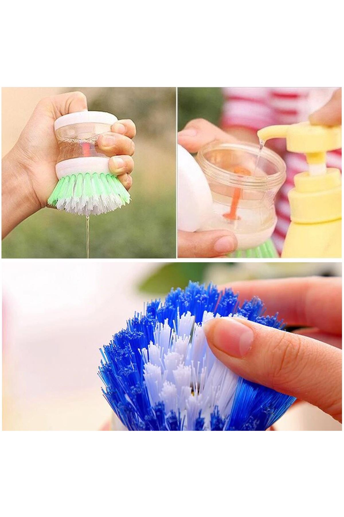 TBL Dekor® Deterjan Hazneli Kolay Bulaşık Yıkama Fırçası Bulaşık Sünger