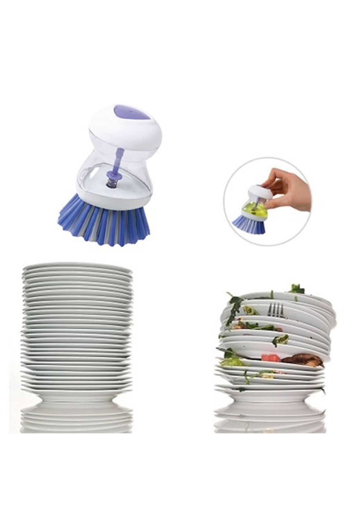 TBL Dekor® Deterjan Hazneli Kolay Bulaşık Yıkama Fırçası Bulaşık Sünger