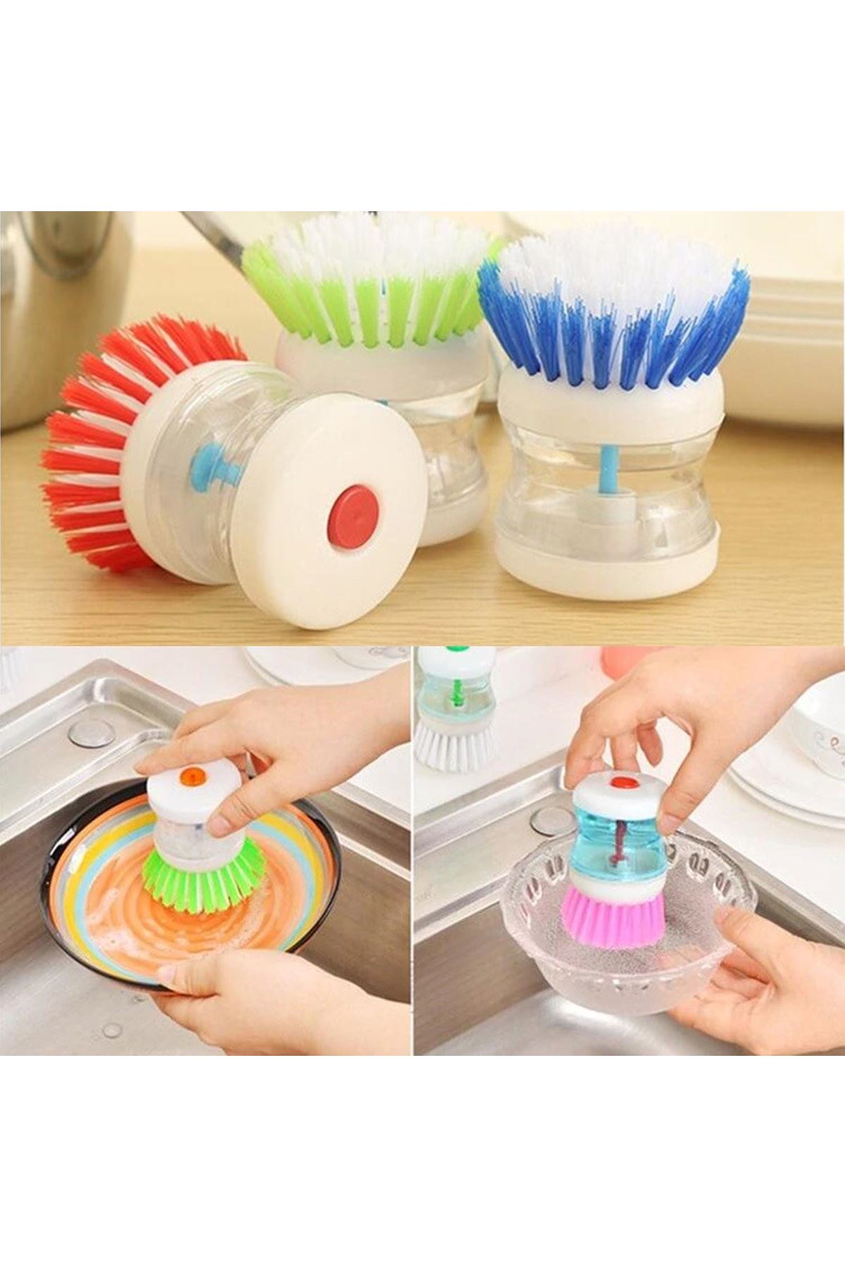 TBL Dekor® Deterjan Hazneli Kolay Bulaşık Yıkama Fırçası Bulaşık Sünger