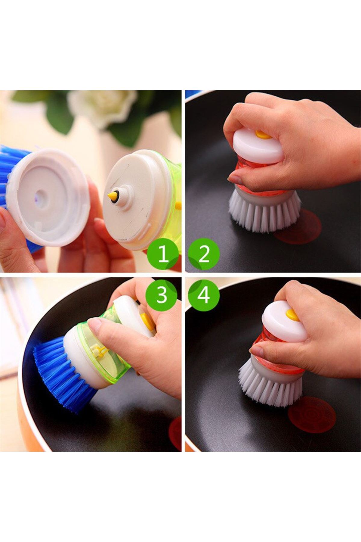 TBL Dekor® Deterjan Hazneli Kolay Bulaşık Yıkama Fırçası Bulaşık Sünger