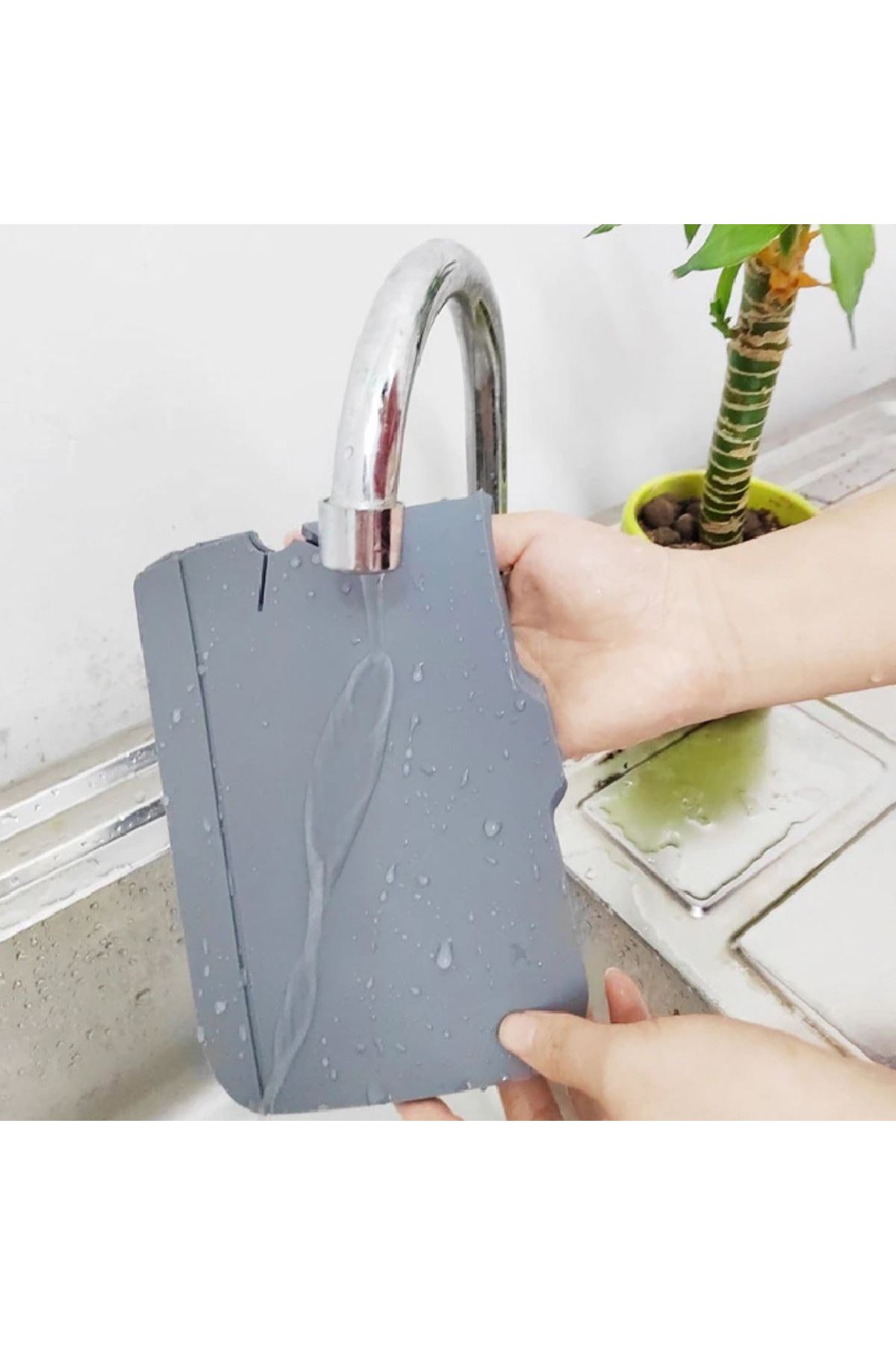 TBL Dekor® Lavabo İçin Silikon Esnek Mat Musluk Sapı Damlama Tutucu Raf Mutfak Tezgahı Sıçrama Koruma