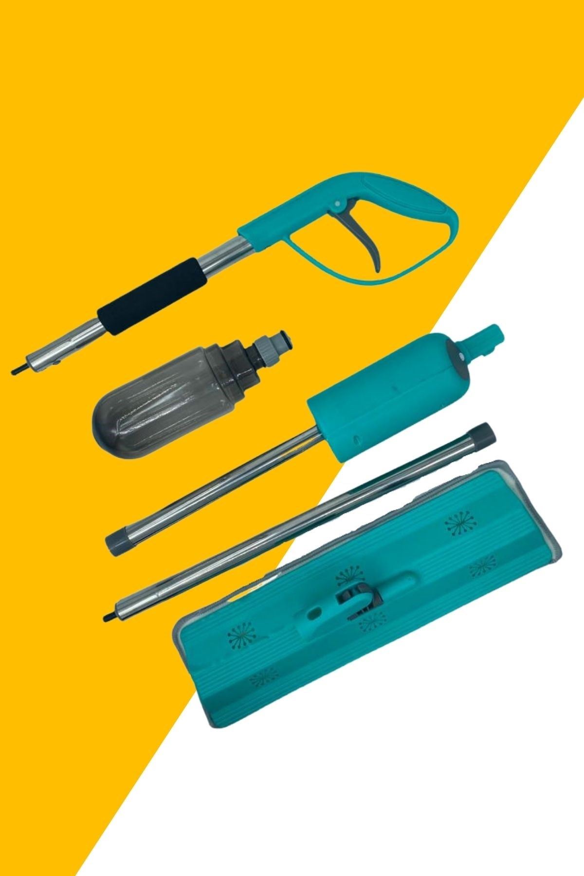 TBL Dekor® Döner Başlıklı Spreyli Mop Parke Ahşap Fayans Temizleyici Su Hazneli Sihirli Paspas