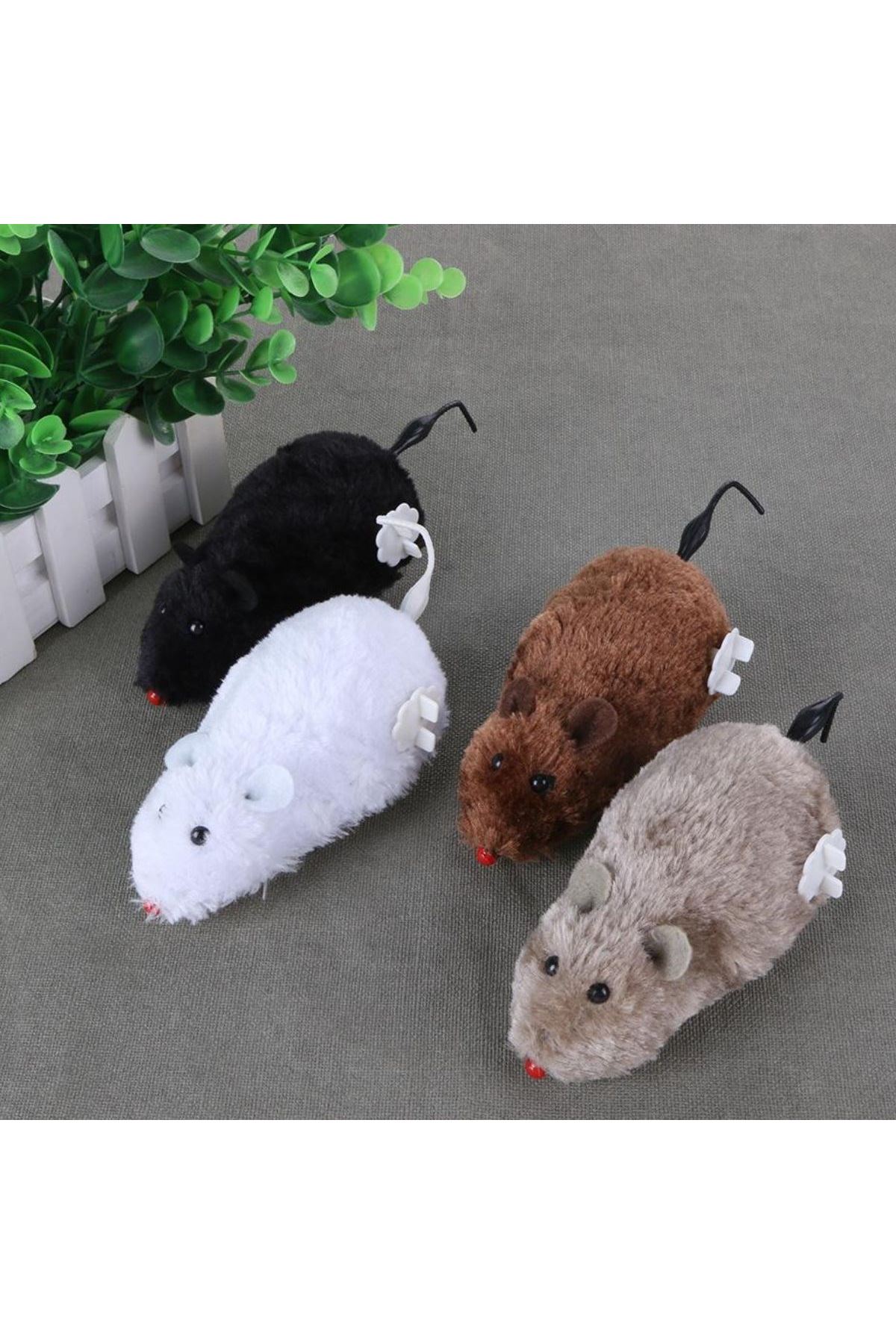 TBL Dekor® Kurmalı Kedi Eğitim Oyuncağı Tüylü Peluş Fare Yakalama İnteraktif Sevimli Eğlenceli Oyuncak
