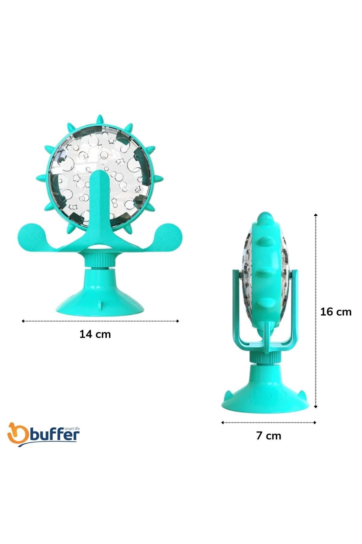 TBL Dekor® Vantuzlu Zilli İnteraktif Dönebilen Mama Kaplı Renkli Eğlenceli Eğitici Kedi Oyuncağı