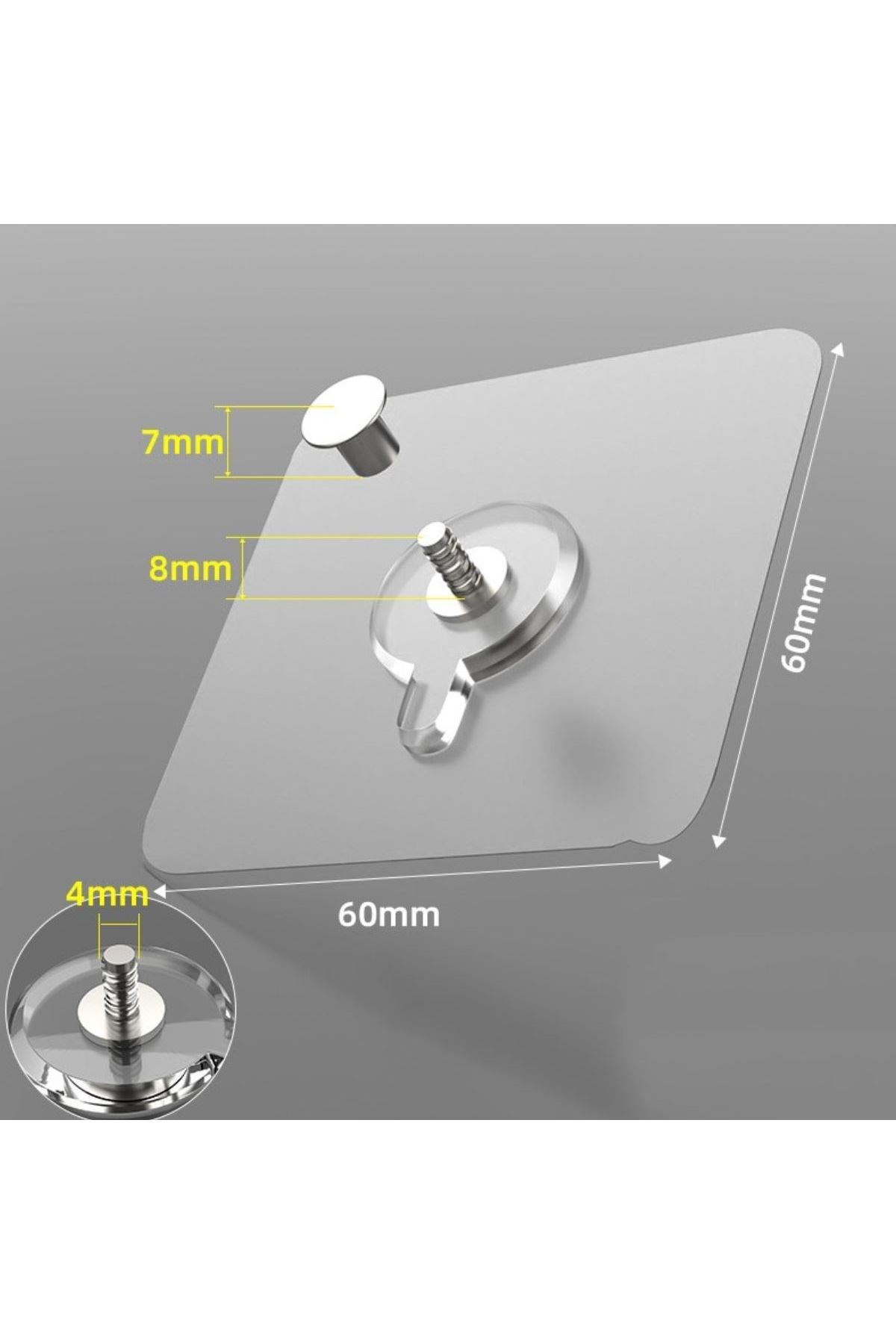 TBL Dekor® Süper Güçlü Çerçeve Askısı Pin Delgisiz Vidalı Tırnak Kanca Yapışkanlı Raf Tutucu Askı 4 Adet