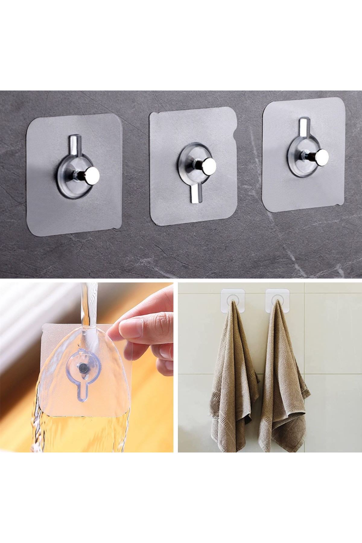 TBL Dekor® Süper Güçlü Çerçeve Askısı Pin Delgisiz Vidalı Tırnak Kanca Yapışkanlı Raf Tutucu Askı 4 Adet